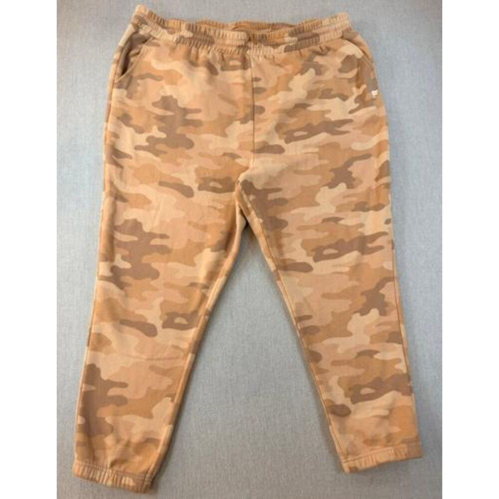 Fabletics Forever Fleece Go To Joggers Tan Brown Camo Sweatpants Womens 3XL